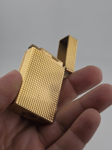 Vtg Authentic St Dupont France Gold Plated Ligne 1 Lighter W 2 Diamond Studs.