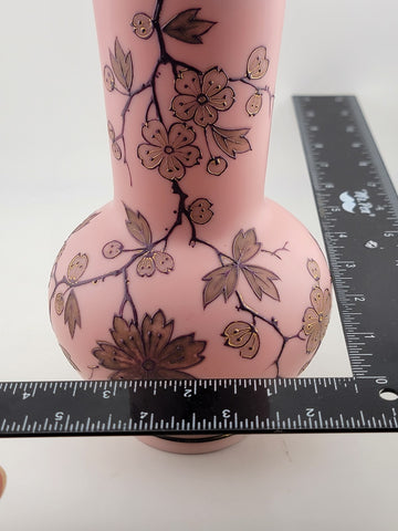 Rare Collectible PK Poschinger Krystallie Antique Burmese glass  Pink vase.