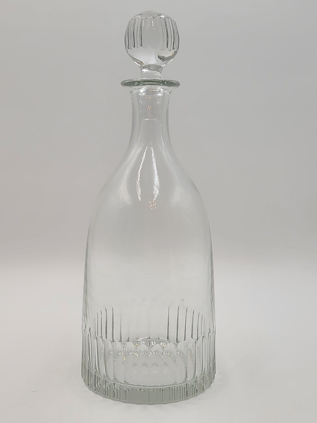 Rare Vintage Flamant France XL Crystal Decanter Ribbed Cut Glass w Stopper 15”
