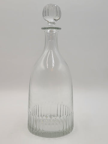 Rare Vintage Flamant France XL Crystal Decanter Ribbed Cut Glass w Stopper 15”