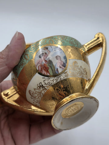 Vintage Lemieux China 24k Gold Gilt Hand Painted Tea / Coffee service For 4.