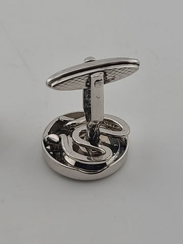 Vintage 1980's Alfred Dunhill Sterling Silver Seashell Round Cufflinks England.