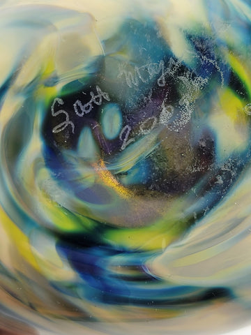 Rare One Of A Kind Collectible Scott Meyer 2009 Signed Fused Glass Vase.