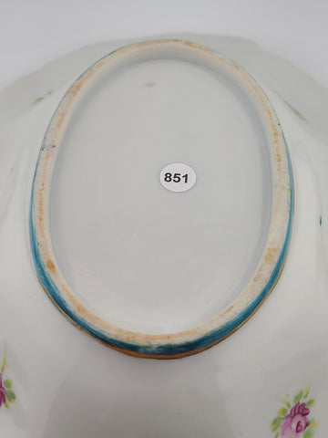 1910's Victorian German Porcelain Handled Bowl Raised Gold &Roses RS Style 11.5"