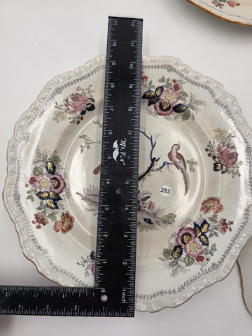Rare Set Of 4 Antique C1910 Masons Ironstone Paynsley Plates Bird Floral England
