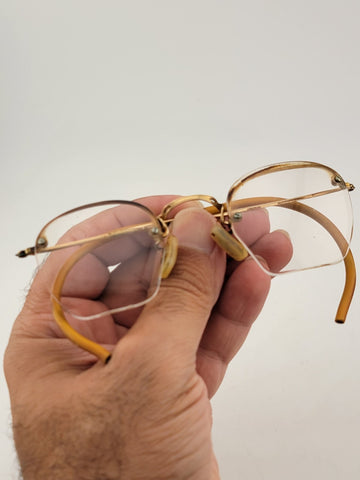 Rare Antique B&L Bausch & Lomb 1/10 12K Gold Filled Eyeglasses  1920s W Case.