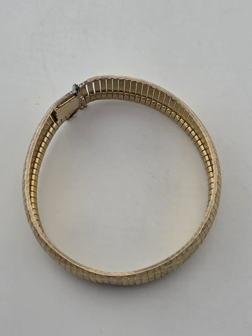 Veronese Wide Diamond Cut Flexible Bangle Bracelet Gold Over Sterling Silver.
