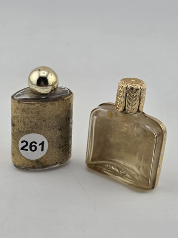 Rare Antique 1950's Mini Perfume Bottles Floral Needlepoint & Gold Tone MCM Lot