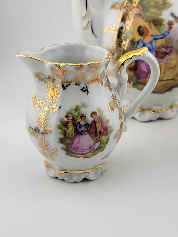 Antique Bavaria Germany Sevres Tea or Coffee Set. Guilded Hand Painted 24k Gold