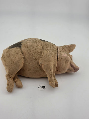 Antique C1890 Pink German Paper Mache Folk Art Composition Pig Candy Container