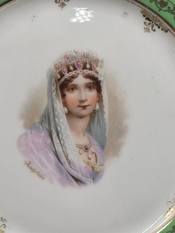Set Of 3 19th C Antique Carlsbad Austria Porcelain Portrait Cabinet Plate 6.5 in