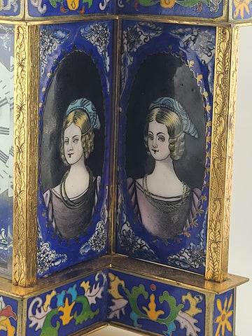 Vintage Exquisite Renaissance-Style Chinese Enamel & Cloisonne Clock. Working.