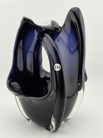 Rare Modern Abstract Murano Art Glass Vase Cobalt Blue Freeform Sculpture.