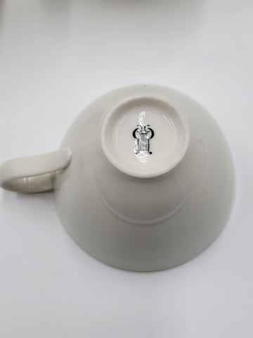 Rare Set Of 11 Tea/ Coffee Cups & 12 Saucers Museum White by Castleton (USA). VG
