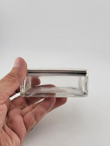 Antique C 1830's Victorian Silver Plate & Cut Glass Vanity Box / Soap Holder.