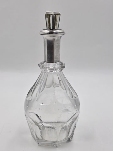 Rare Antique French Baccarat Crystal & Sterling Silver HARCOURT Whiskey Decanter