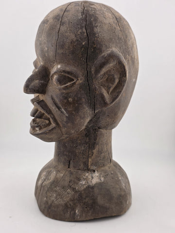 Antique Authentic African Songye Style Tribal Carved Wooden Head Sculpture 9 in