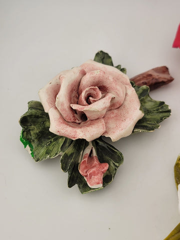 Vintage Various Capodimonte Porcelain Multico Rose Figurines - "Made in Italy".