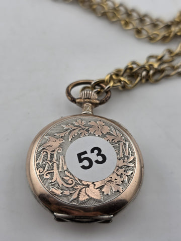 Antique 1890's Swiss Solid 800 Silver Pendant Pocket Watch Enamel Dial. Works.