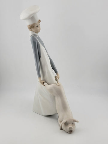 Vintage Lladro "Cook In Trouble" Boy With Pig #4608 Matte Finish. VG Cond.