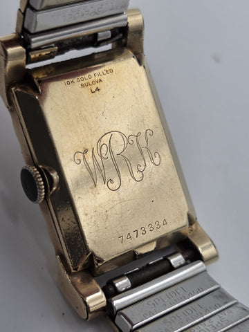 Antique 1940's Bulova Ladies 10K Gold Filled Art Deco Watch Sub Seconds. Works.