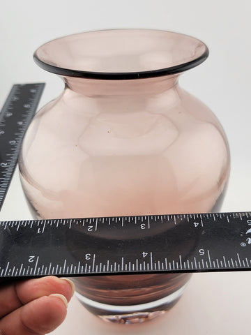 Vtg Blenko Glass Vase Purple Amethyst Hand Blown Glass Mid-Century Decor 7.5”