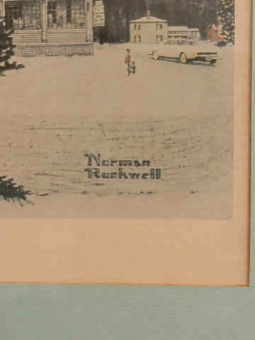 Rare Hand Signed Norman Rockwell "Stockbridge, Main Street At Christmas" 1967.