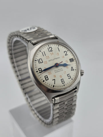 Private: Vintage 1977 Bulova Accutron Railroad Approved Watch 35mm M7 Runs
