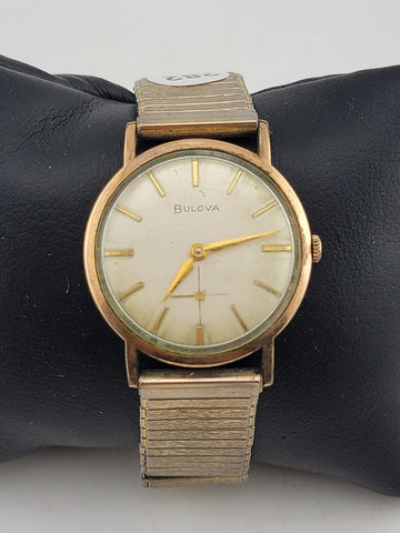 1960's Bulova Round Dress 32mm Wind Up Mens Vintage Wrist Watch Original Working