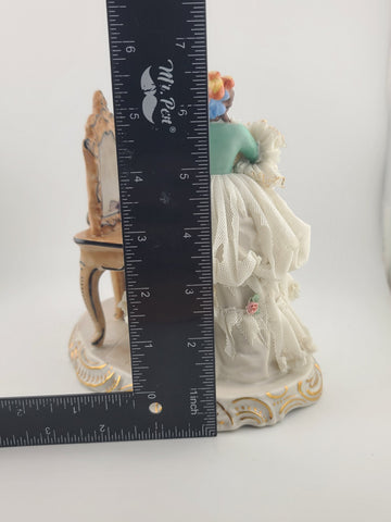 Irish Dresden Aristocratic Couple Porcelain Lace Doll Figurine Made In Germany