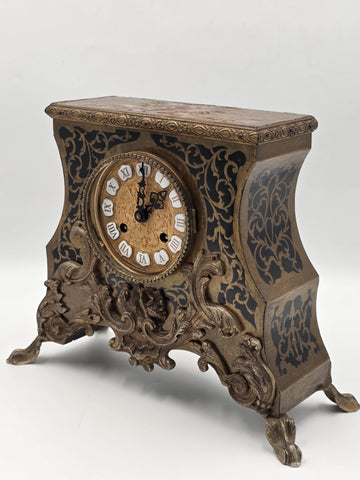 Private: Rare Antique French Rococo Mantel Clock Chinoiserie Inlay Bell Strike.