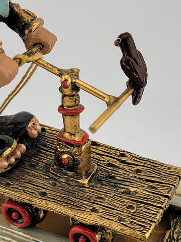 1983 Ron Lee CLOWN ON RAILROAD TRAIN CART WITH BIRD very rare clowns onyx base
