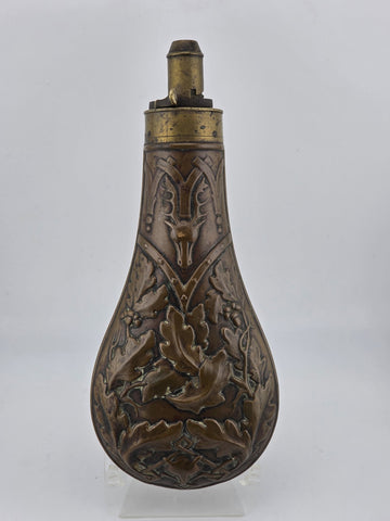 Rare Antique Original U.S. Mexican-American War “Stag & Oak Leaf” Powder Flask