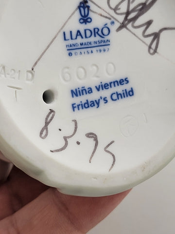 Hand Signed Lladro Friday's Child - Girl with 3 Cats - "Nina Viernes" #6020 1997
