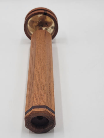 Vintage Wood Octagonal Kaleidoscope W 2 Spinning Discs & Dried Leaves.