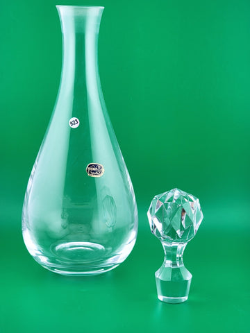 Vintage Bohemia Crystal Solid Heavy Decanter with Ball Stopper. Czech Republic.