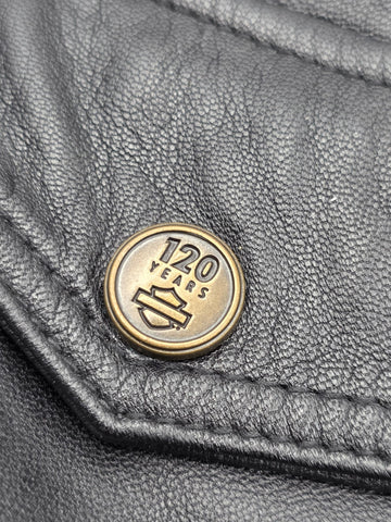 Vintage Original Harley Davidson 120th Anniversary Bomber Leather Jacket. 2XL.