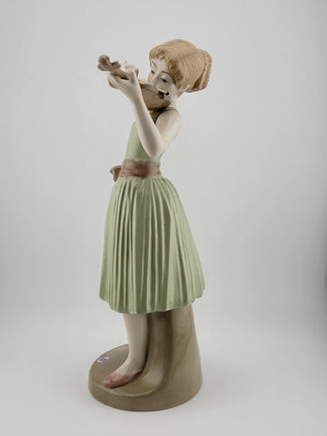 RARE Vintage TENGRA Spain  Porcelain Violinist Figurine 10.5" tall  MINT Cond.