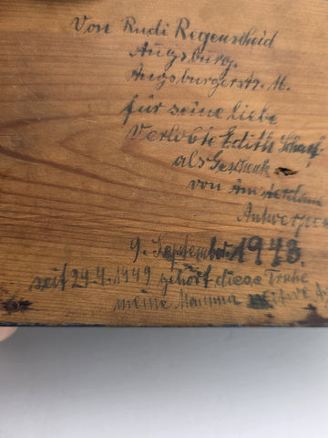 Rare Antique Hand Inscribed 1943 German Folk Art Chest WWII Augsburg Kepsake Box