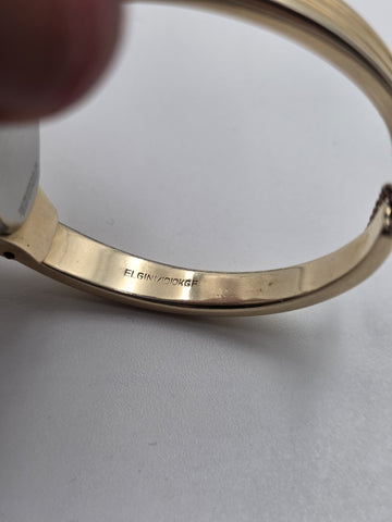 1940's Vintage Elgin Shockmaster 10K GF Ladies Bangle Watch Art Deco Style Works