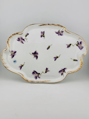Vintage A. Klingenberg & C. Dwenger Coiffe ~Violet Limoges Serving Tray ca 1900
