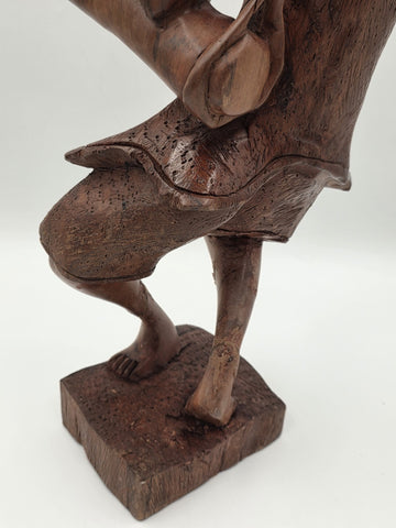 Rare Vintage African Yoruba Style Hand Carved Wood Drummer Figure 22" Tribal Art