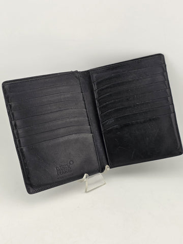 Vintage Montblanc Black Leather Bifold Wallet 14 Cc Slots. Made in Italy Snowcap
