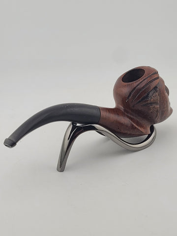 Vintage Italian Handmade Figural Carved Briar Tobacco Pipe Face Head Made Italy