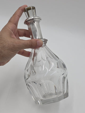 Rare Antique French Baccarat Crystal & Sterling Silver HARCOURT Whiskey Decanter