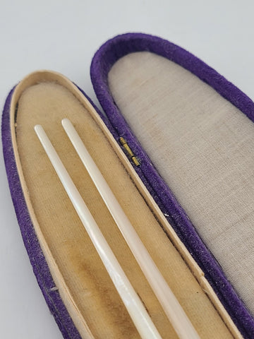 Antique 1890's Victorian Mother of Pearl Dip Pen Set 10K Solid Gold  Nibs W Case
