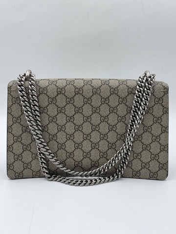 New W Tag Gucci GG Supreme Dionysus Medium Shoulder Bag with Chain Strap.