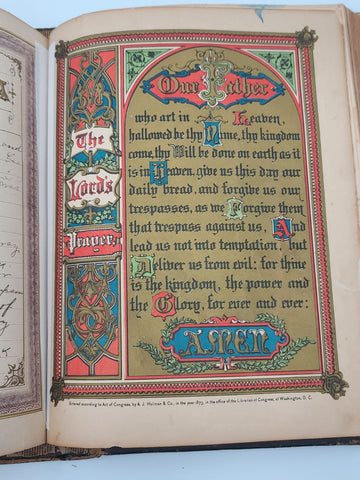 Rare Antique 1870's Illustrated Family Holy Bible W 1400 Engravings &Handwriting