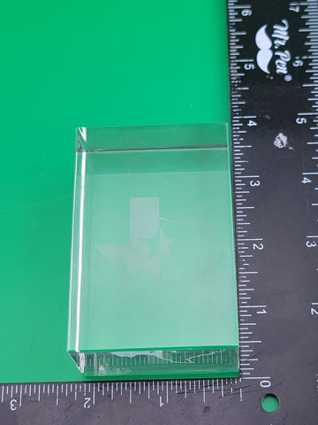 Rare Baccarat Glass Rectangle THE STATE OF TEXAS Crystal Paperweight. Signed.