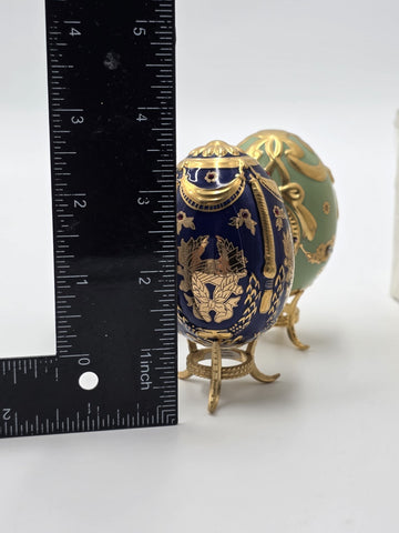 Set Of 4 Franklin Mint House of Faberge Jeweled Imperial Eggs Stands Boxed